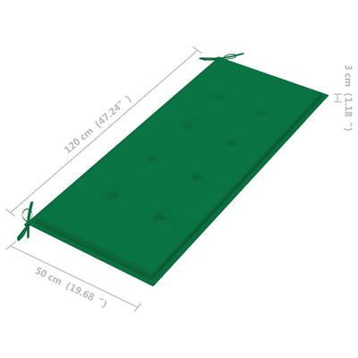 Pinottava puutarhapenkki tyynyllä 128,5 cm täysi tiikki
