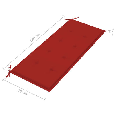 Pinottava puutarhapenkki tyynyllä 128,5 cm täysi tiikki