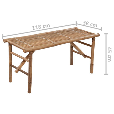Taitettava puutarhapenkki tyynyllä 118 cm bambu