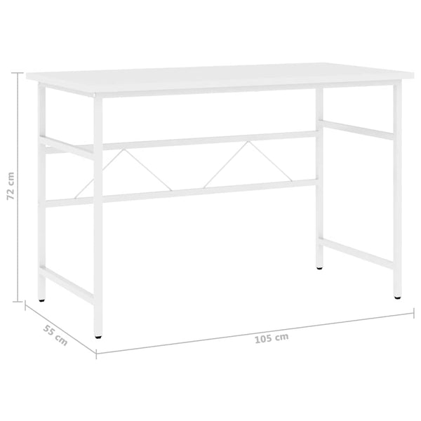 Tietokonepöytä valkoinen 105x55x72 cm MDF/metalli