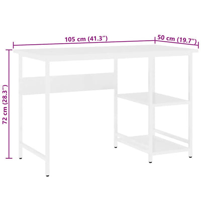 Valkoinen tietokonepöytä Samaila 105x55x72cm (mdf/metalli)
