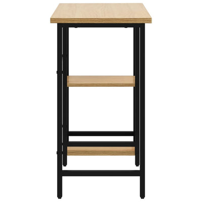 Tietokonepöytä musta ja vaalea tammi 80x40x72 cm MDF/metalli