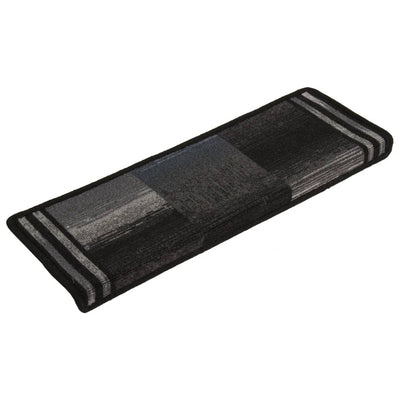 Itsekiinnittyvät porrasmatot 15 kpl 65x21x4 cm musta ja harmaa