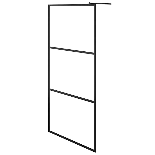 Walk-in suihkun seinäke kirkas ESG-lasi musta 90x195 cm