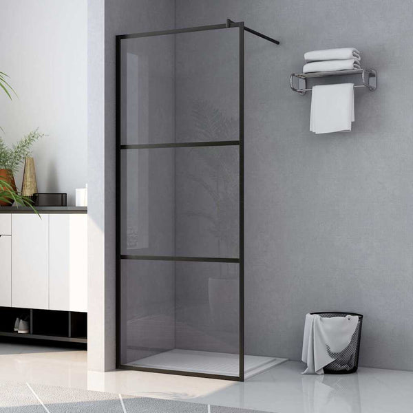 Walk-in suihkun seinäke kirkas ESG-lasi musta 90x195 cm