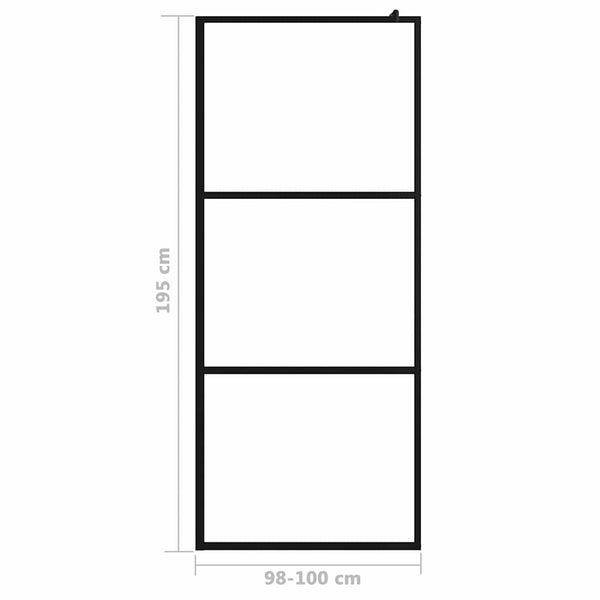 Walk-in suihkun seinäke kirkas ESG-lasi musta 100x195 cm