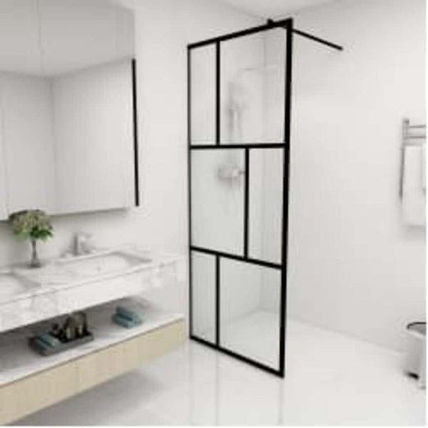 Walk-in suihkuseinä karkaistu lasi musta 80x195 cm