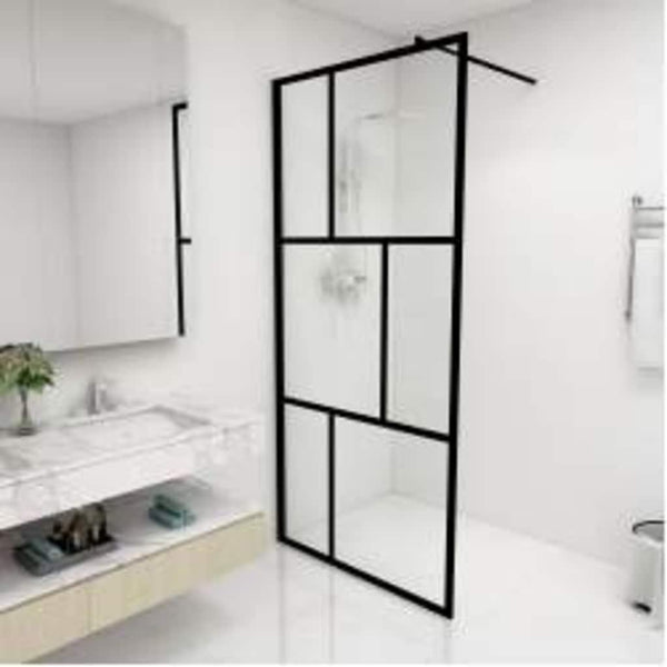 Walk-in suihkuseinä karkaistu lasi musta 90x195 cm