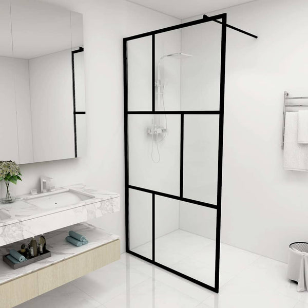 Walk-in suihkuseinä karkaistu lasi musta 100x195 cm