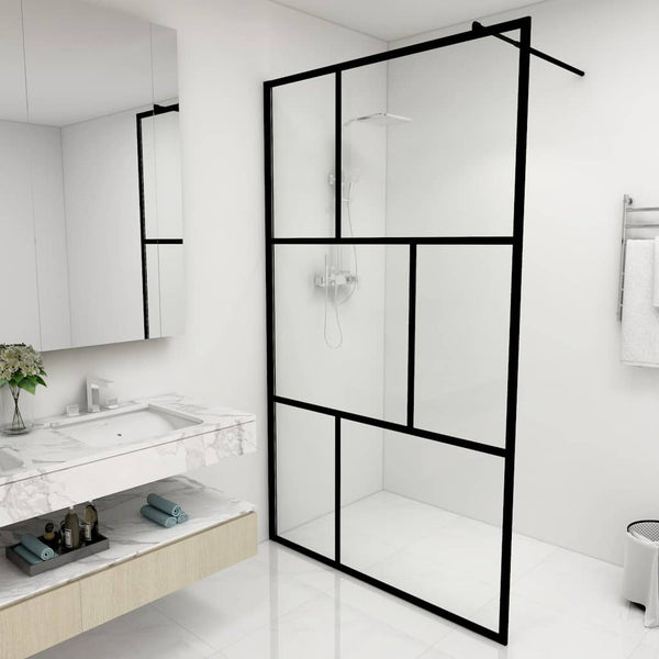 Walk-in suihkuseinä karkaistu lasi musta 115x195 cm