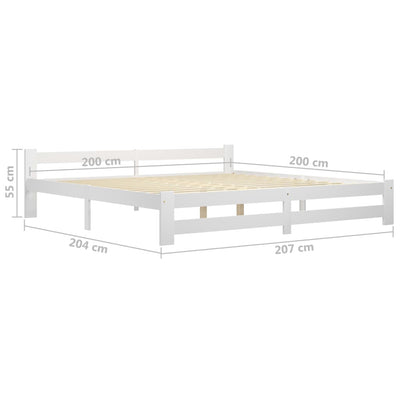 Valkoinen sängynrunko Carani 200x200cm (mänty)