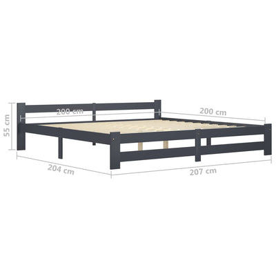 Tummanharmaa sängynrunko Carani 200x200cm (mänty)