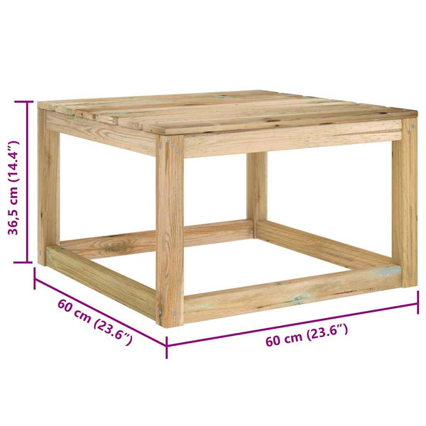 Puutarhan lavapöydät 2 kpl 60x60x36,5 cm kyllästetty mänty