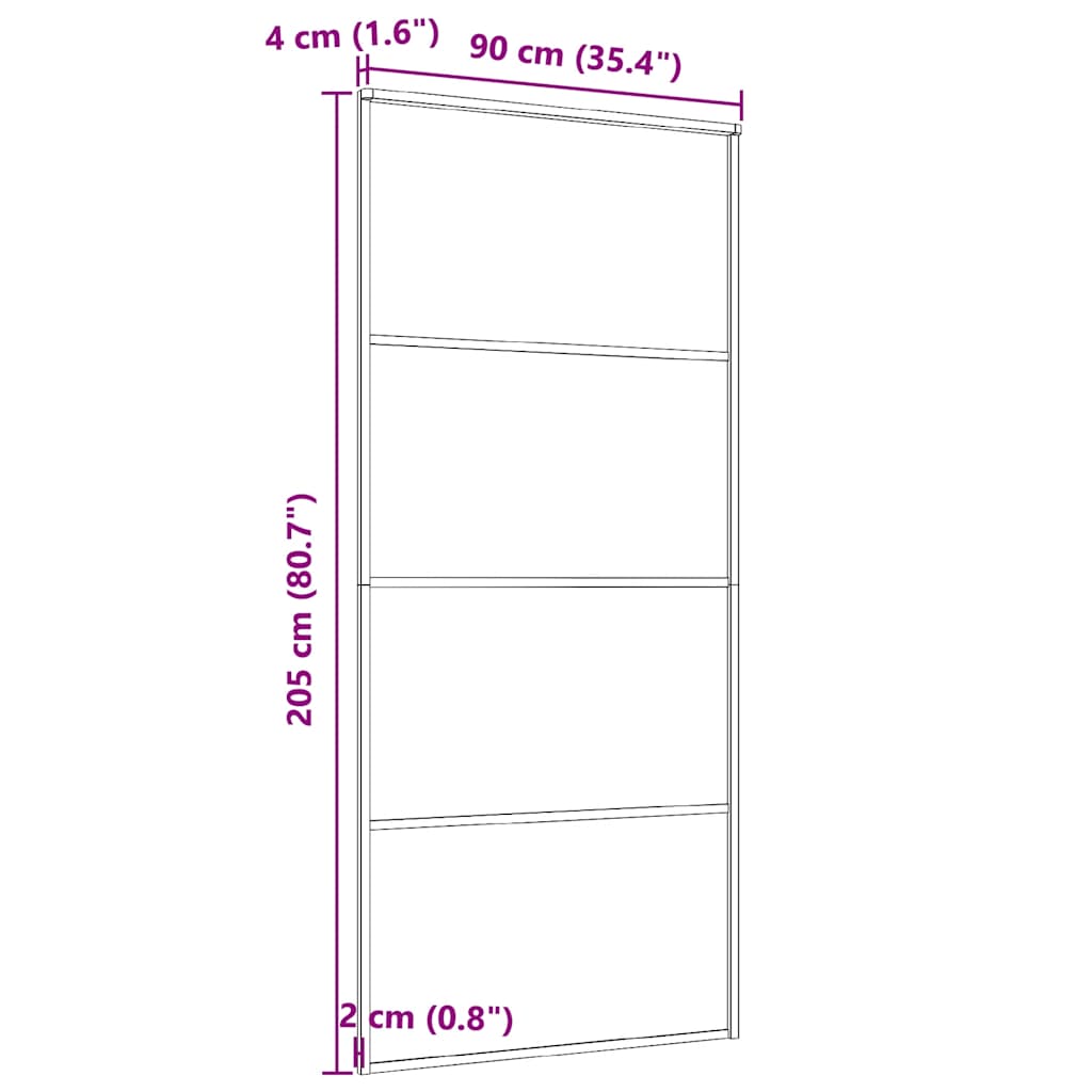 Musta liukuovi alumiini ja esg-lasi Cretu 90x205cm