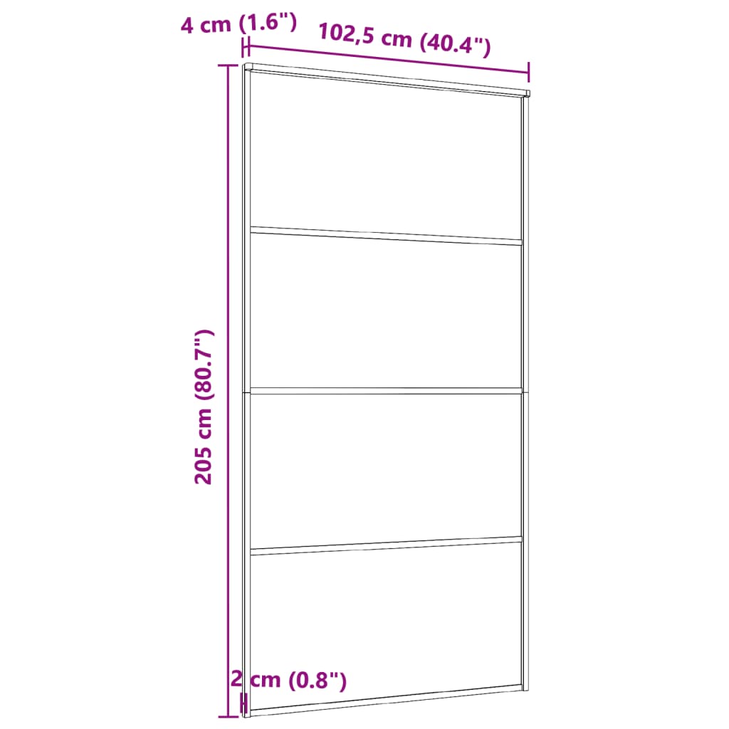 Musta liukuovi alumiini ja esg-lasi Cretu 102,5x205cm