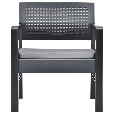 Harmaa puutarhatuolisarja Merlusca (3-osainen, tyynyillä, muovi)