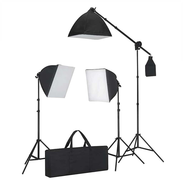 Valokuvastudiosarja softbox-valot, taustakangas ja heijastin