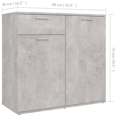 Senkki betoninharmaa 80x36x75 cm tekninen puu
