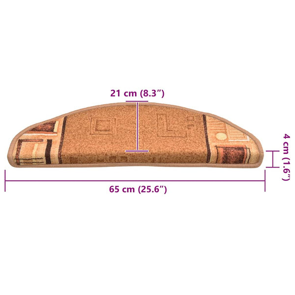 Itsekiinnittyvät porrasmatot 10 kpl 65x21x4 cm beige