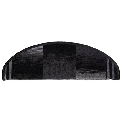 Itsekiinnittyvät porrasmatot 5 kpl 65x21x4 cm musta ja harmaa