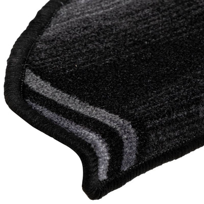 Itsekiinnittyvät porrasmatot 5 kpl 65x21x4 cm musta ja harmaa