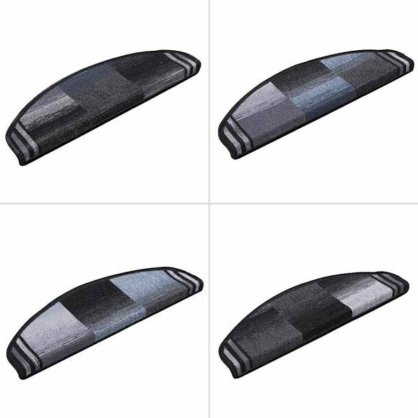 Itsekiinnittyvät porrasmatot 10 kpl 65x21x4 cm musta ja harmaa