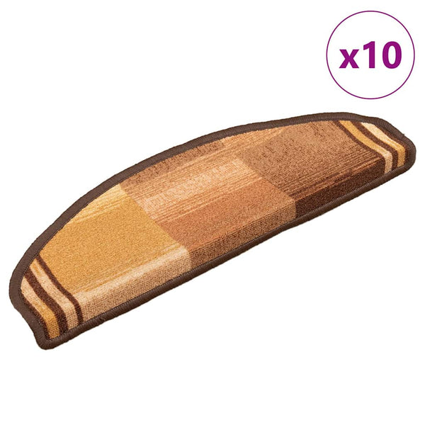 Itsekiinnittyvät porrasmatot 10 kpl 65x21x4 cm ruskea