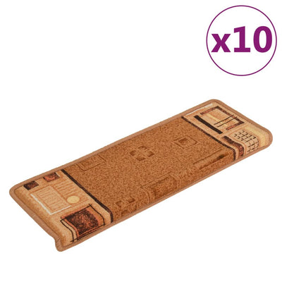 Itsekiinnittyvät porrasmatot 10 kpl 65x21x4 cm beige