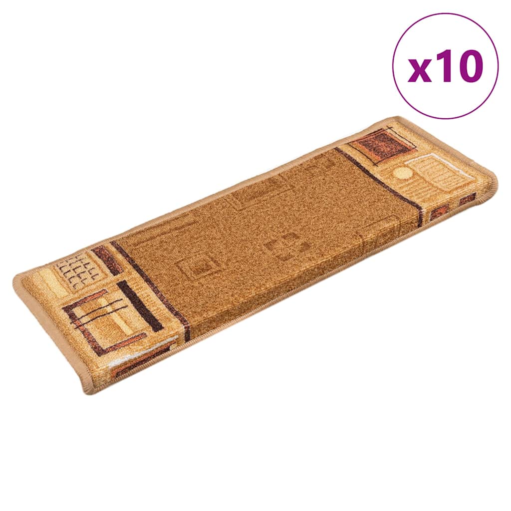 Beige itsekiinnittyvät porrasmatot Tudosiu 65x21x4cm (10 kpl)