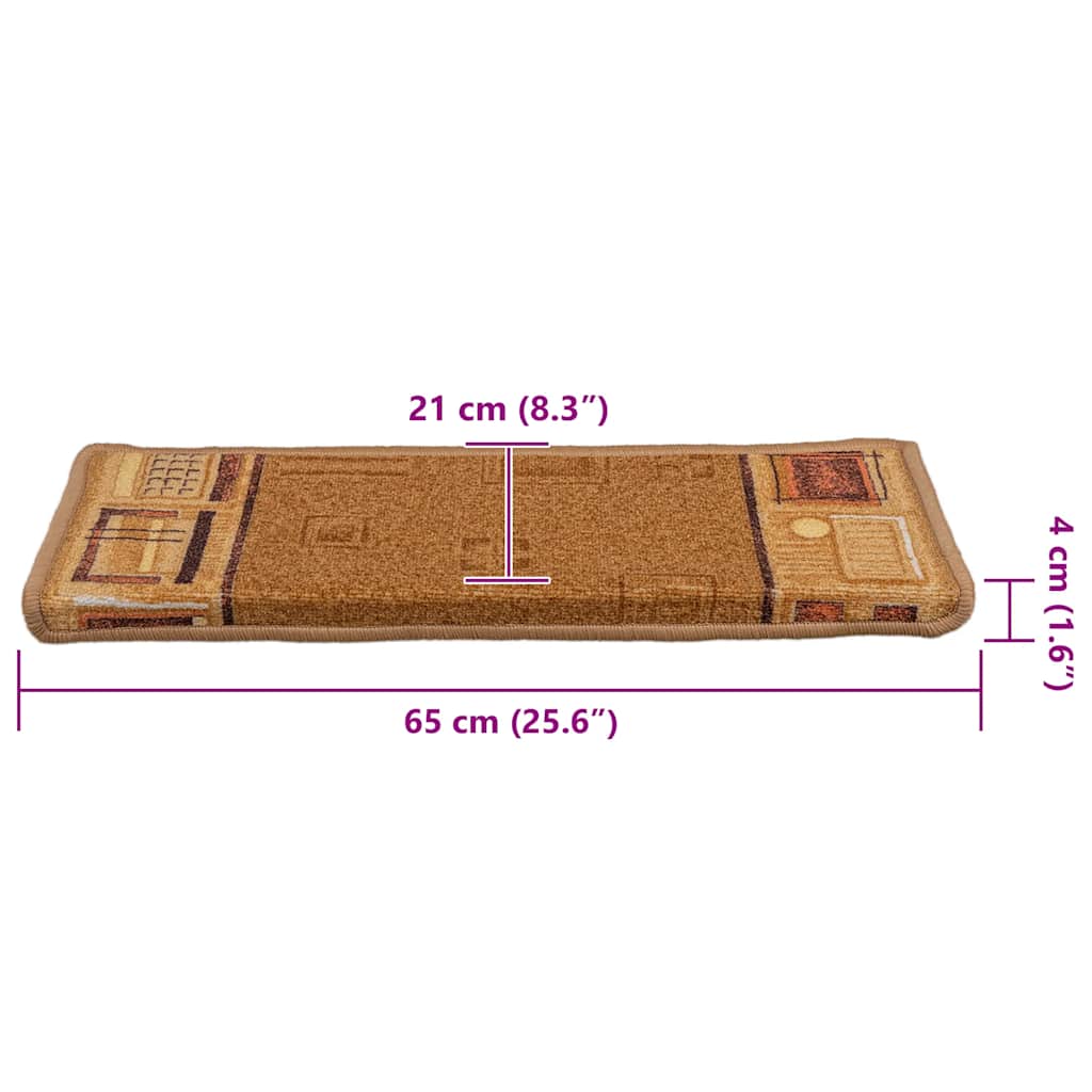 Beige itsekiinnittyvät porrasmatot Tudosiu 65x21x4cm (10 kpl)