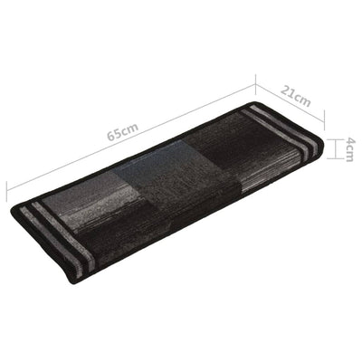 Itsekiinnittyvät porrasmatot 10 kpl 65x21x4 cm musta ja harmaa