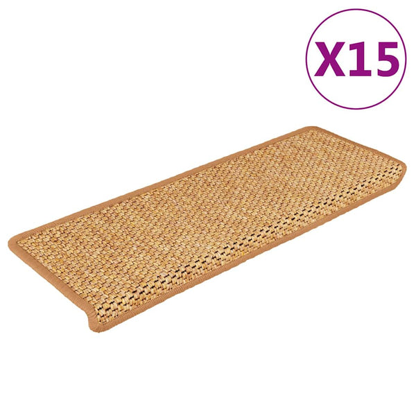 Itsekiinnittyvät porrasmatot sisaltyyli 15kpl 65x21x4cm sisal
