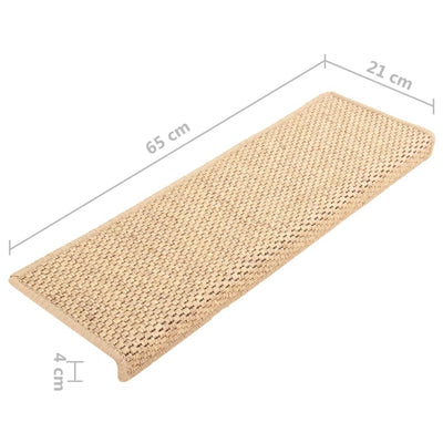Itsekiinnittyvät porrasmatot sisaltyyli 15kpl 65x21x4cm v.beige