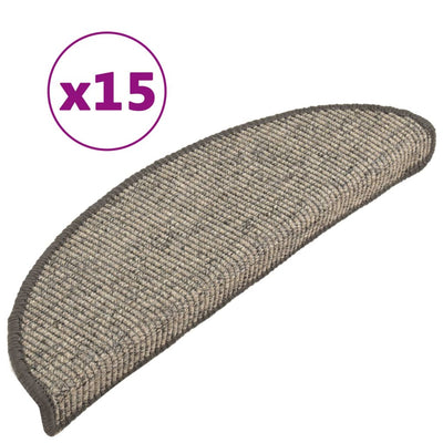 Itsekiinnittyvät porrasmatot 15 kpl 56x17x3 cm beige ja harmaa