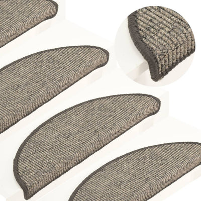 Itsekiinnittyvät porrasmatot 15 kpl 56x17x3 cm beige ja harmaa