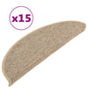 Itsekiinnittyvät porrasmatot 15 kpl 56x17x3 cm tumma beige