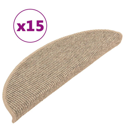 Itsekiinnittyvät porrasmatot 15 kpl 56x17x3 cm tumma beige