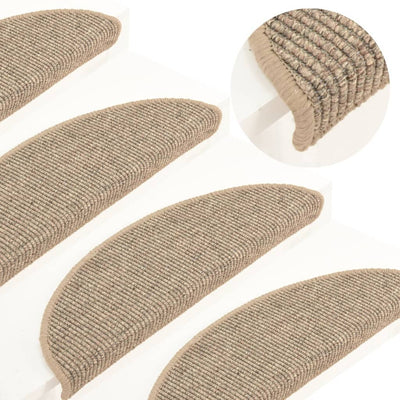 Itsekiinnittyvät porrasmatot 15 kpl 56x17x3 cm tumma beige
