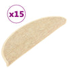 Itsekiinnittyvät porrasmatot 15 kpl 56x17x3 cm vaalea beige