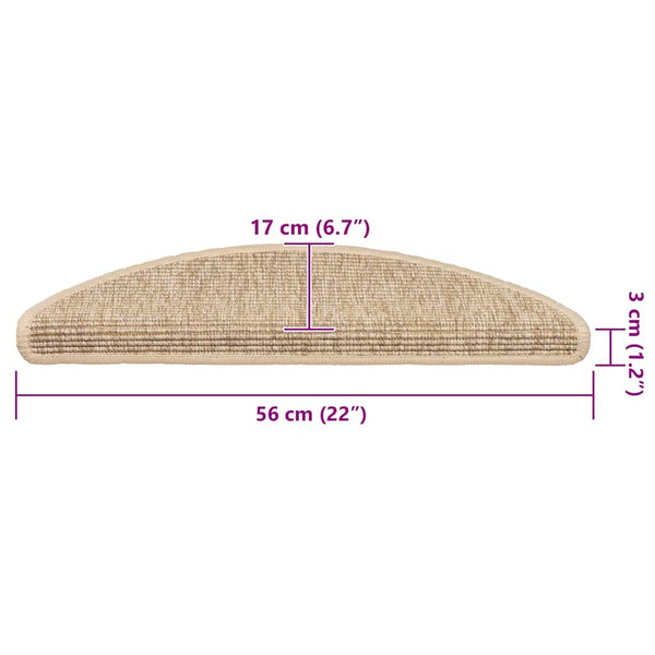 Porrasmatot 15 kpl 56x17x3 cm vaaleanbeige puolipyöreä