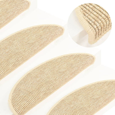 Itsekiinnittyvät porrasmatot 15 kpl 56x17x3 cm vaalea beige