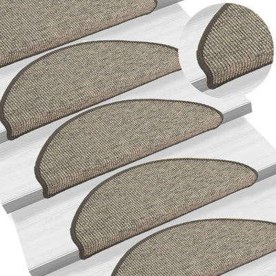 Itsekiinnittyvät porrasmatot 15 kpl harmaa ja beige 65x21x4 cm