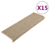 Itsekiinnittyvät porrasmatot 15 kpl tumma beige 65x21x4 cm