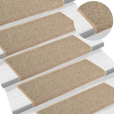 Itsekiinnittyvät porrasmatot 15 kpl tumma beige 65x21x4 cm