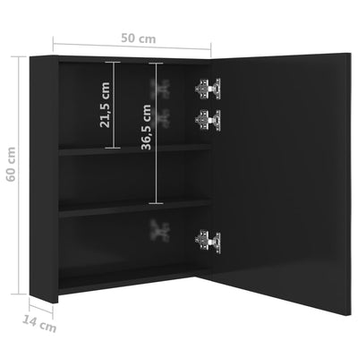 LED kylpyhuoneen peilikaappi kiiltävä musta 50x14x60 cm