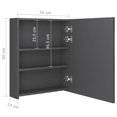 LED kylpyhuoneen peilikaappi harmaa 50x14x60 cm