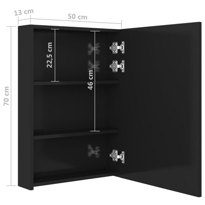 LED kylpyhuoneen peilikaappi kiiltävä musta 50x13x70 cm