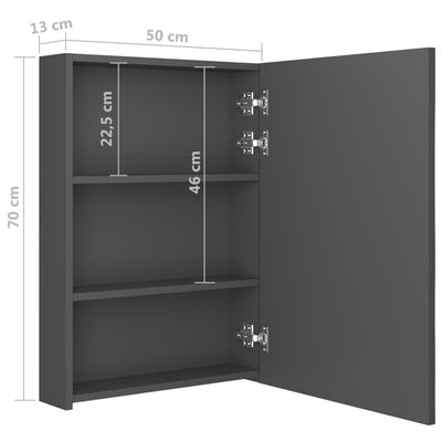 LED kylpyhuoneen peilikaappi harmaa 50x13x70 cm