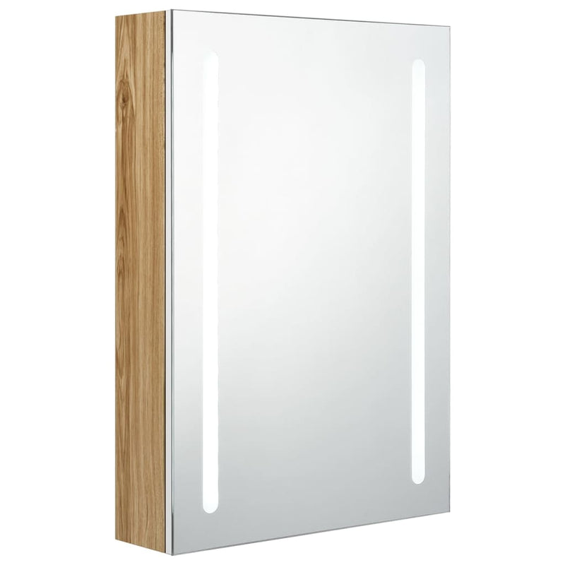 Valkoinen ja tammi led kylpyhuoneen peilikaappi Eustin 50x13x70cm