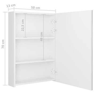 LED kylpyhuoneen peilikaappi kiiltävä valkoinen 50x13x70 cm